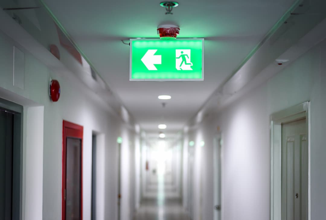 Corridor with emergency lighting
